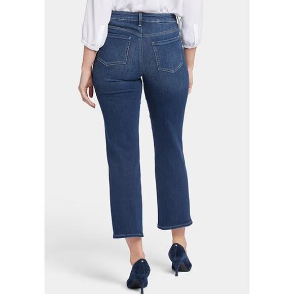 NYDJ Womens Straight Ankle Jeans 8 Blue Wonderland Relaxed Square Pockets NWT - Picture 4 of 16